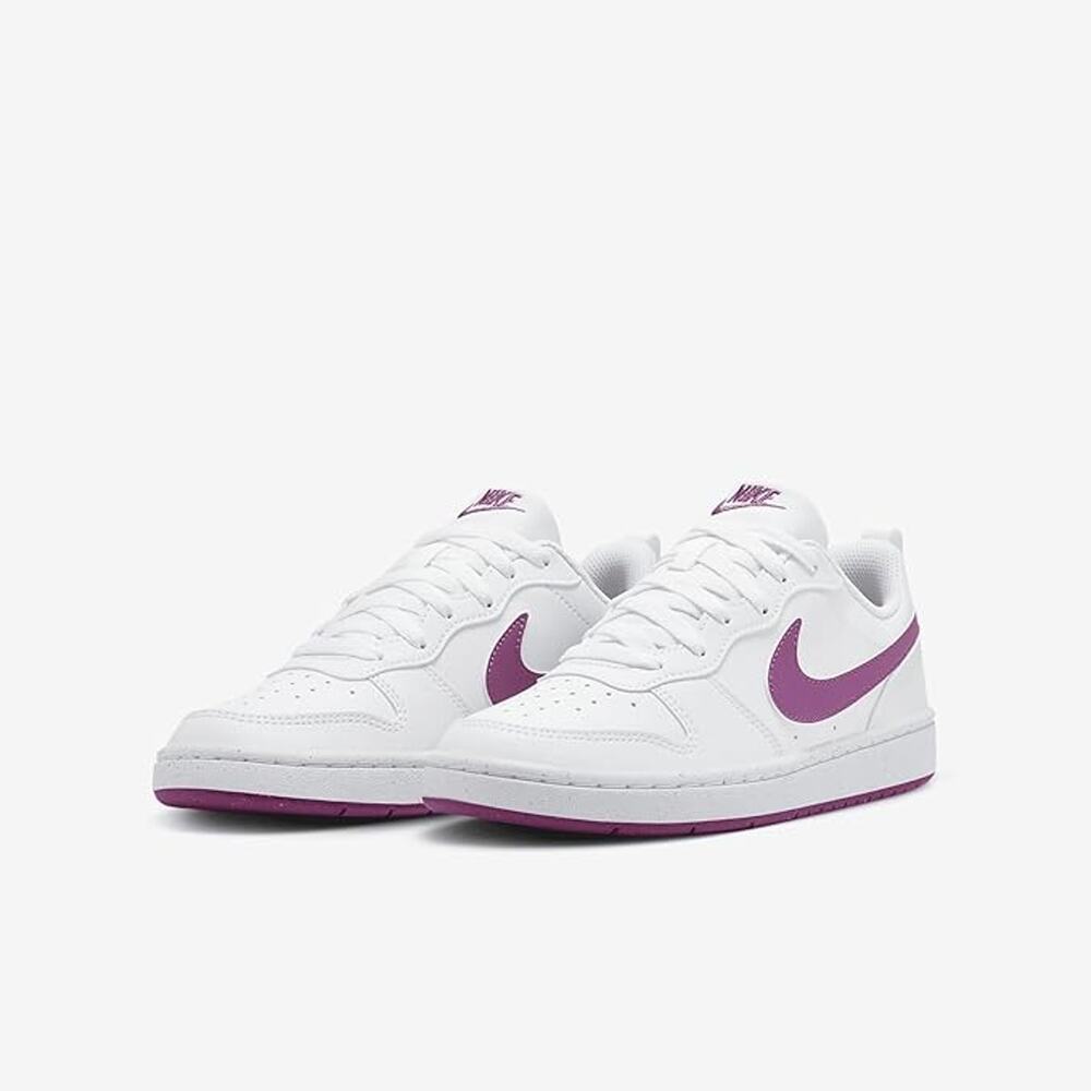 NWT Nike Uni Court Borough Low Recraft Big Kids' Shoes,White/Hot Fuchsia-Sz 4.5